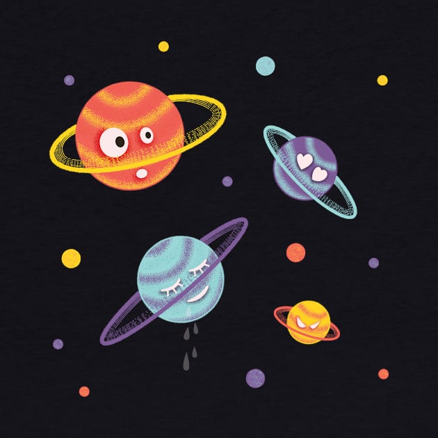 Cute Planets Cartoon Space by Boriana Giormova